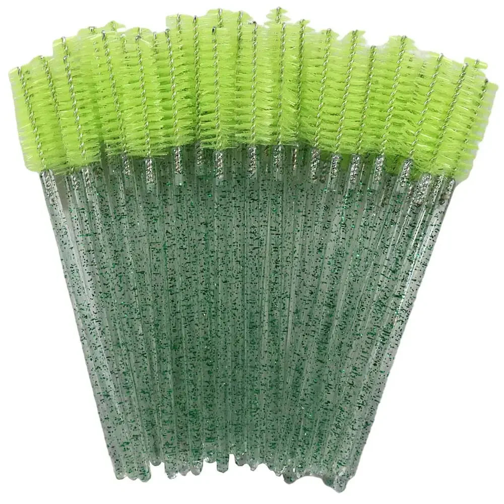 50Pcs Makeup Eyelash Brushes Disposable Crystal Eyebrow brush Diamond Handle Mascara Wand Applicator Lashes Extension Tools