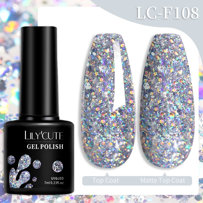 LILYCUTE 7ML 3 IN 1 Platinum Cat Magnetic Gel Nail Polish Silver Moonlight Magnetic Nail Sparkling Glitter Semi Permanent UV Gel