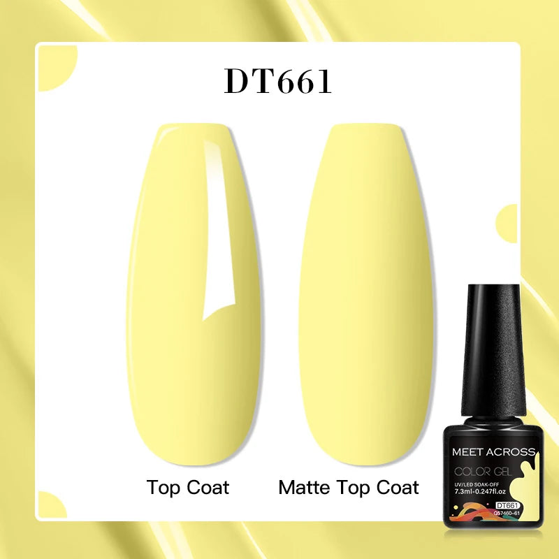 MEET ACROSS 160 Colors 7.3ml Gel Nail Polish Vernis Glitter Sparkly Semi Permanent Soak Off LED UV Gel Varnish Nail Art Manicure