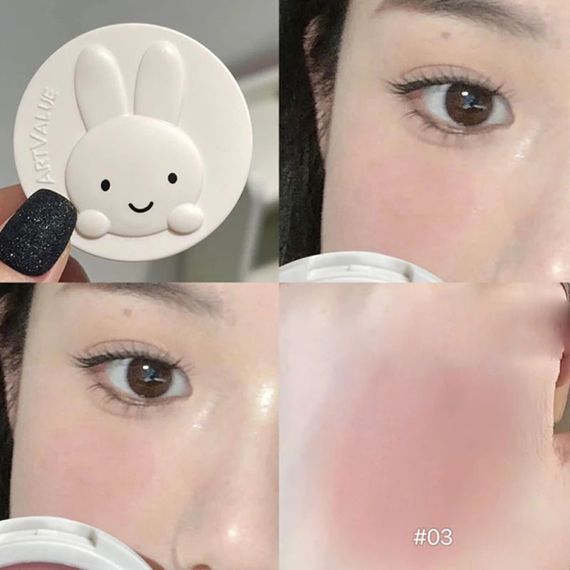 Little rabbit monochromatic blush, pseudo-plain makeup, low saturation ash powder, makeup, makeup and tender rouge