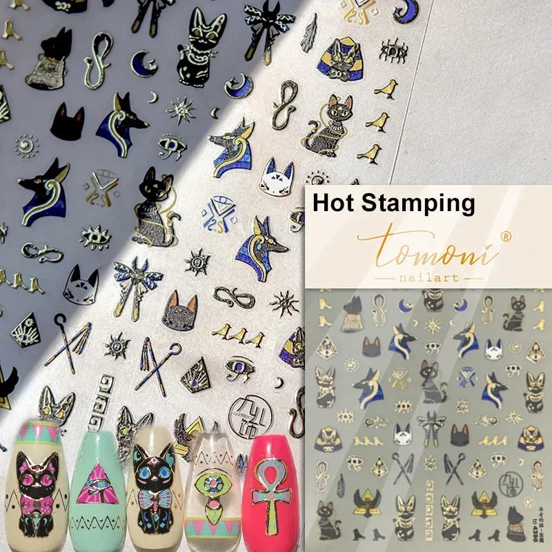 Cute Cat Eye Fishbone Animals Leopard Cat Ginger Cat Kitten Exclamation Point Paw Self Adhesive Nail Art Sticker Manicure Decals