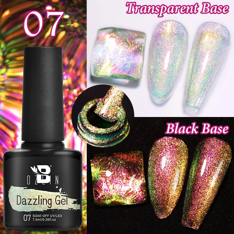 AWStorG 7.5ml Golden Gradient Cat Eye Nail Polish Gel Phototherapeutic Gel Soak Off Nail Magnetic Gel Polish Nail Art DlY