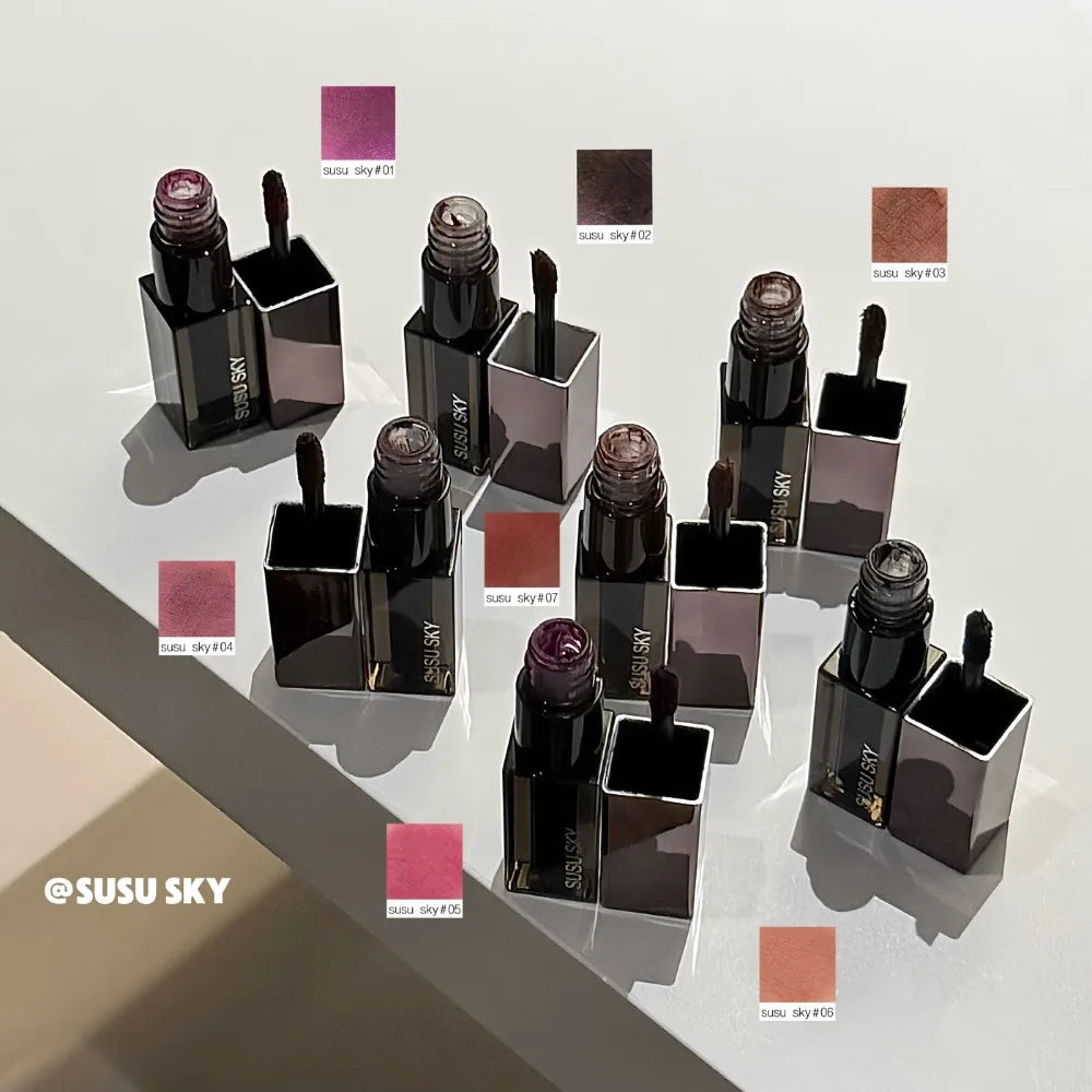 Gothic Gray Purple Lipstick Velvet Matte Punk Black Brown Lipgloss Long Lasting Lip Mousse Waterproof Makeup Non-stick Lips Tint