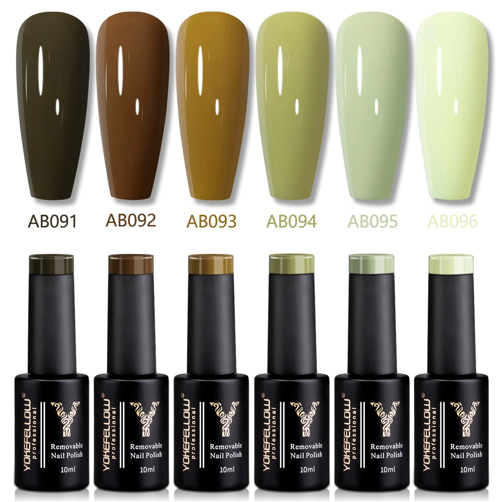 YOKEFELLOW 2022 New Color 10ML Nail Gel Polish Semi Permanent Gel Varnish Base Top Coat 122 Soak Off Colors Organic Nail Varnish