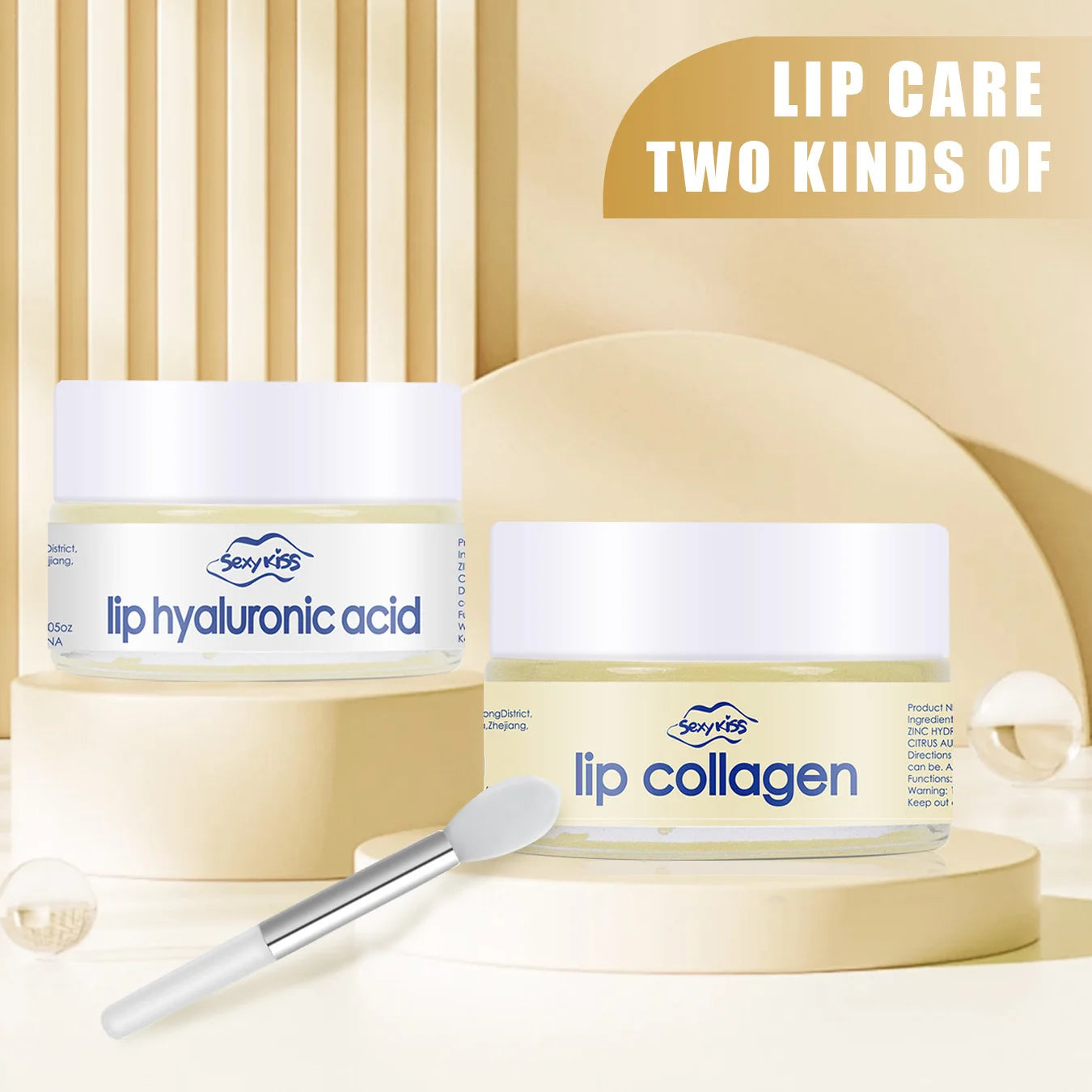 Lip collagen sleeping lip mask 20g silicone lip brush deep moisturizing long-lasting moisturizing exfoliation brightening smooth
