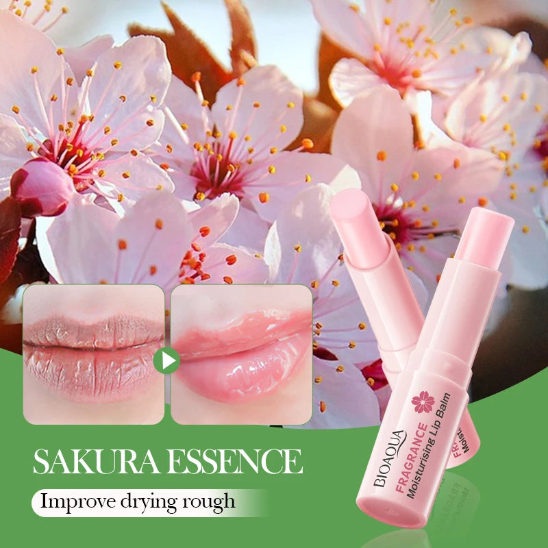 BIOAQUA Sakura Lipstick Moisturizing Lip Balm Nourishing Lip Plumper Anti Cracking Plump Lips Hydrating Lips Skin Care Cosmetics