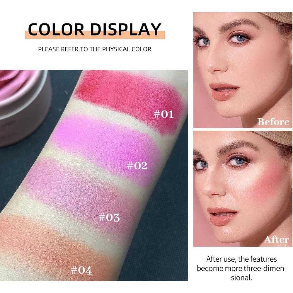 Single Color Matte Petal Blush Palette Highgloss Contouring Cream Contour Makeup Rouge for Women Beauty Cosmetics Makeup Palette