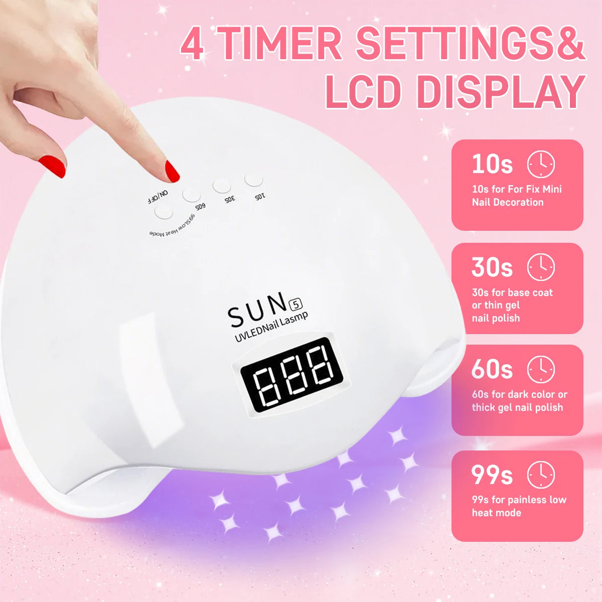 SUN5 UV LED Nail Lamp 48W Nail Dryer For Curing Gel Nail Polish With 4 Timer Automatic Sensor LCD Display Professional Nail Lamp