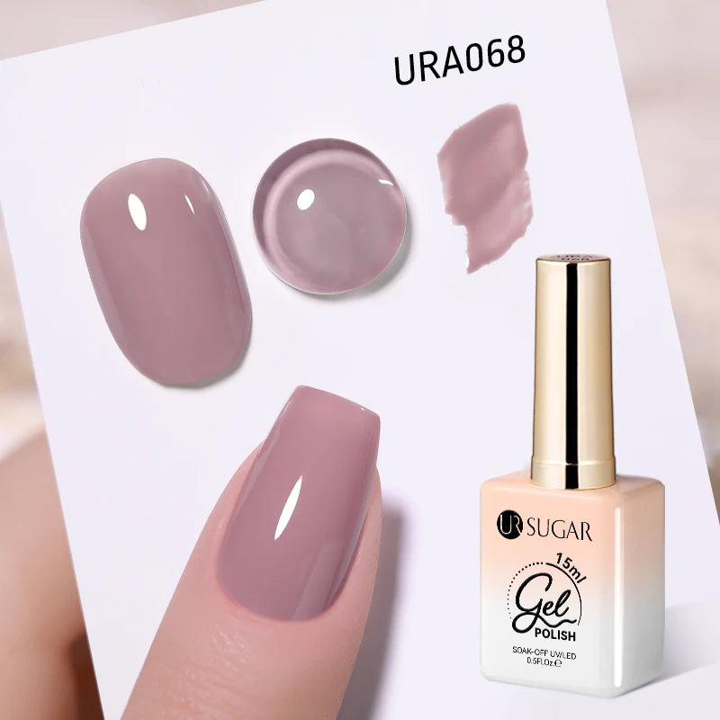 UR SUGAR 15ml Fiber Rubber Base Gel Upgrade Broken Nail Repaired Fiberglass Clear Quick Building UV Construction Gel Soak Off