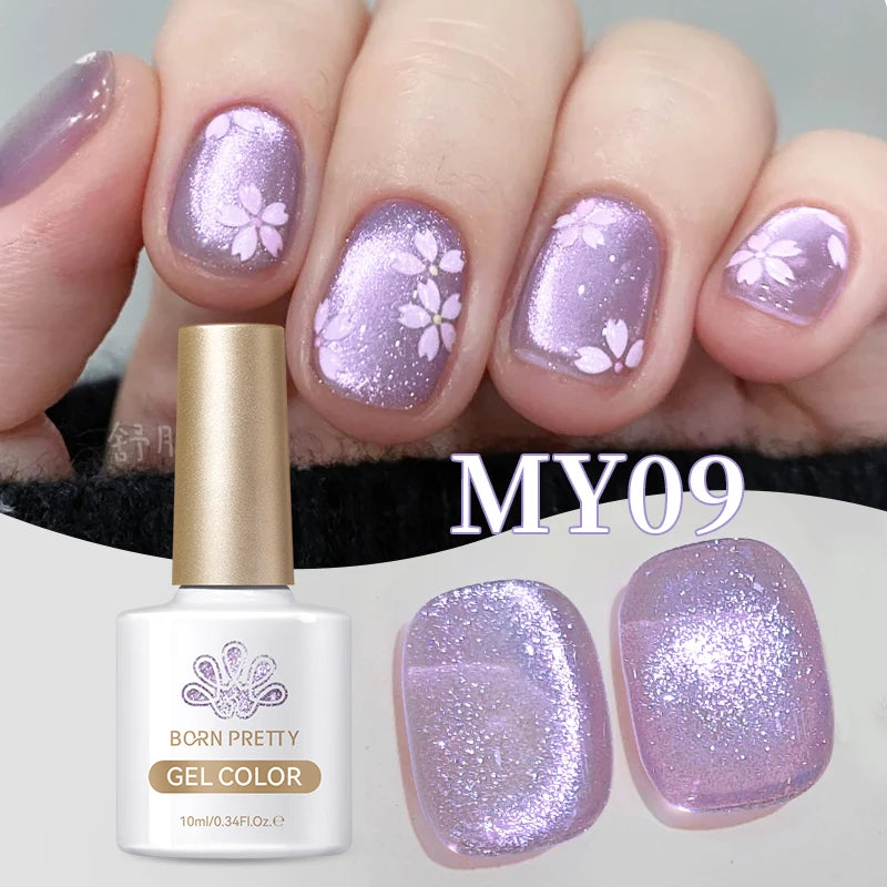 BORN PRETTY 10ml Fruit Purple Grape Cat Magnetic Gel Nail Polish 2025 New Whitening Guava Glass Beads Varnish Nail Supplies