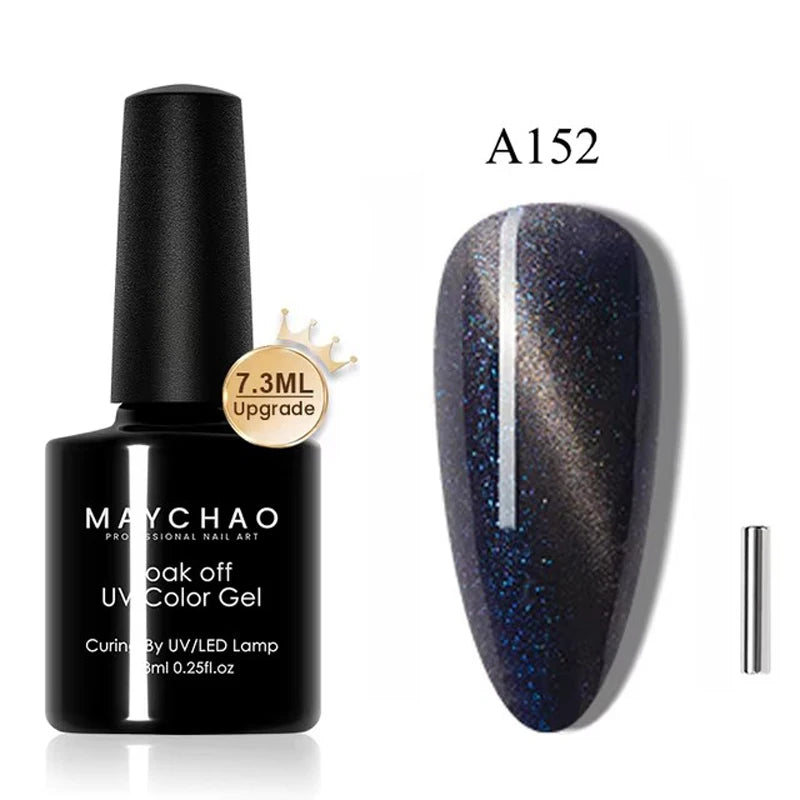 MAYCHAORomantic Galaxy Cat Eye Gel Nail Polish With Magnet Soak off UV Holographic Magnetic Rainbow Gel Polish for Nail Manicure