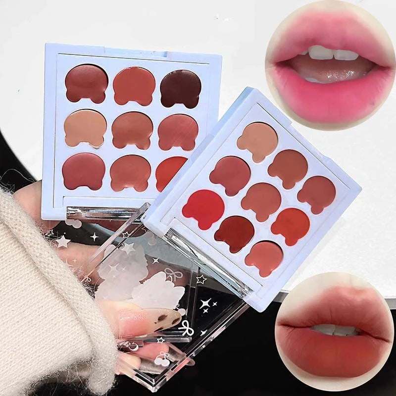 9 Color Velvet Matte Lipstick Palette Cream Texture Soft Mist Lip Mud Natural Long-Lasting Non-Drying Solid Lip Gloss Set Makeup