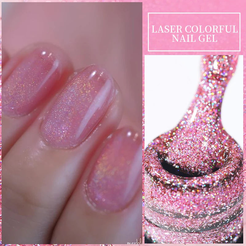 LILYCUTE 7ML Black Silver Red Reflective Glitter Gel Nail Polish Sparkling French Soak Off Long Lasting Manicure Nails Art Gel