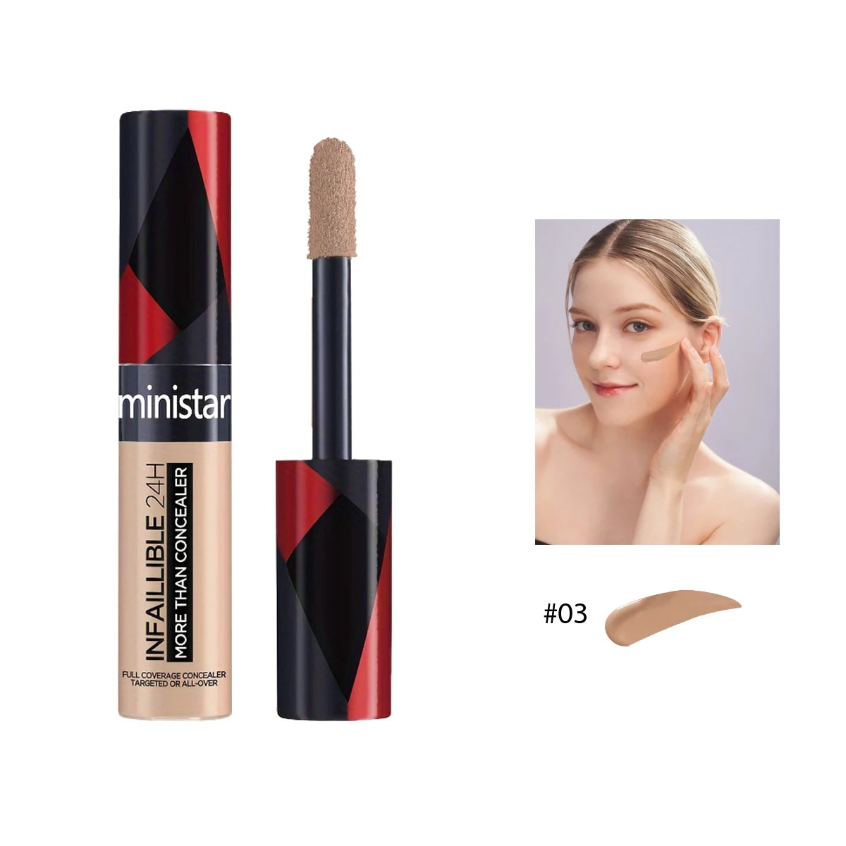 1pc full coverage concealer, waterproof, sweat proof, stain resistant, durable, creating a perfect skin makeup look