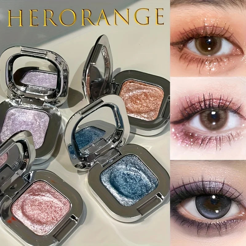Hwrorange Square Diamond Highlight Single Color Eyeshadow, Fine Sparkle, Explosive Shine, Even and Full Color, Delicate and Soft Texture, Waterproof and Long-Lasting, Versatile for Daily Use, Essential Christmas Gift
