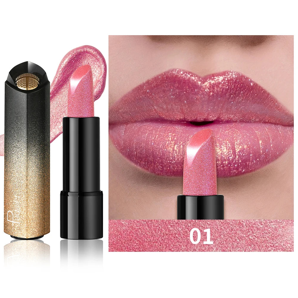Metallic Shimmer Lipstick, Pearly Glitter Shine, Creamy Smooth Texture, High Pigment Party Makeup