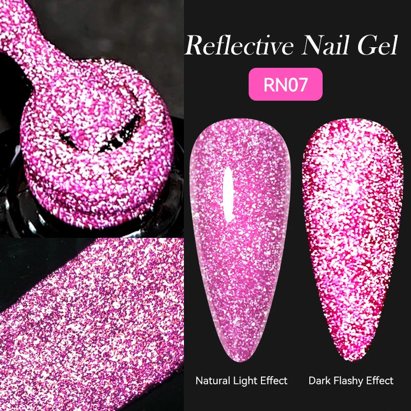 LILYCUTE 7ML Black Silver Red Reflective Glitter Gel Nail Polish Sparkling French Soak Off Long Lasting Manicure Nails Art Gel