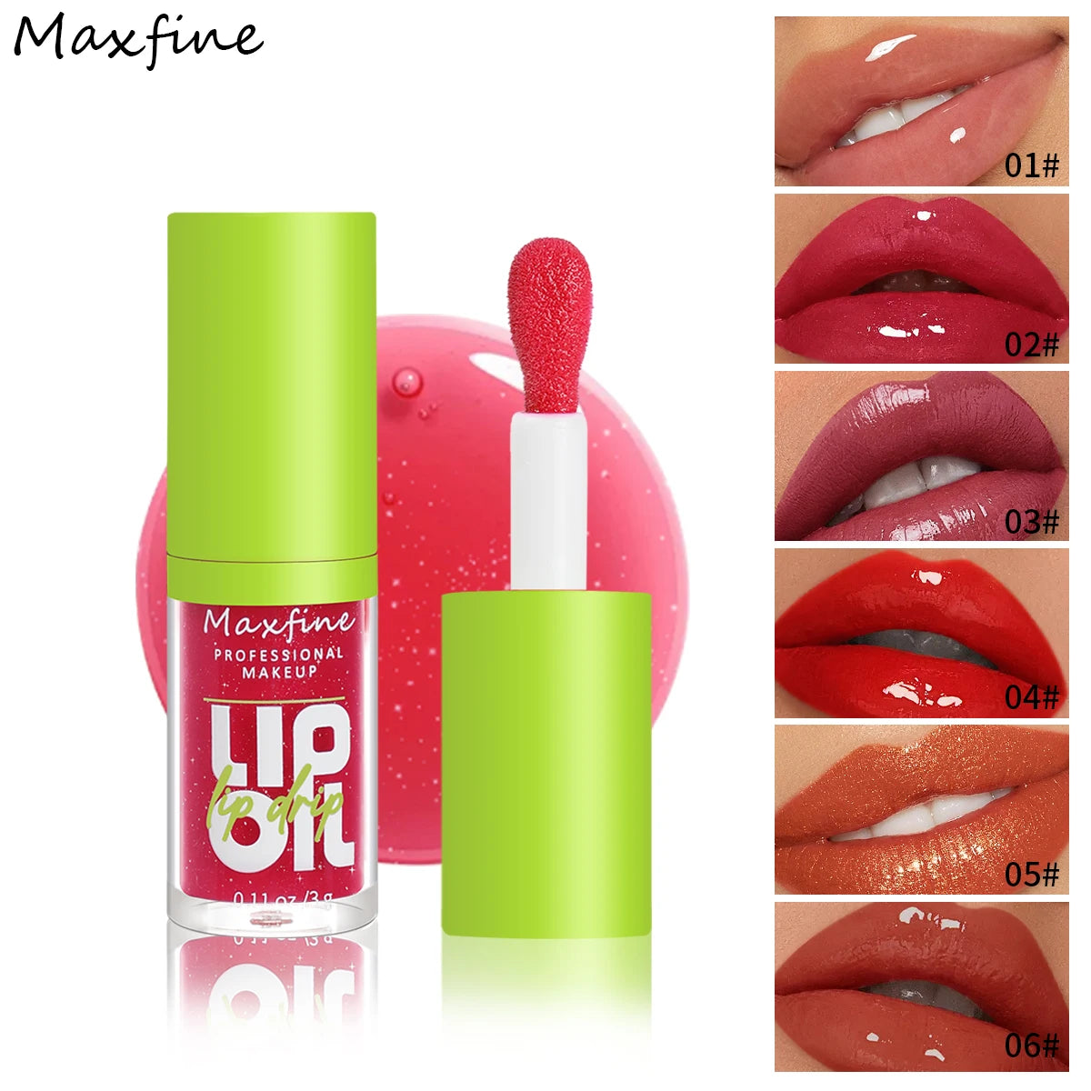 6-Tone Moisturizing Luminous Lip Gloss Oil - 3g Transparent Liquid