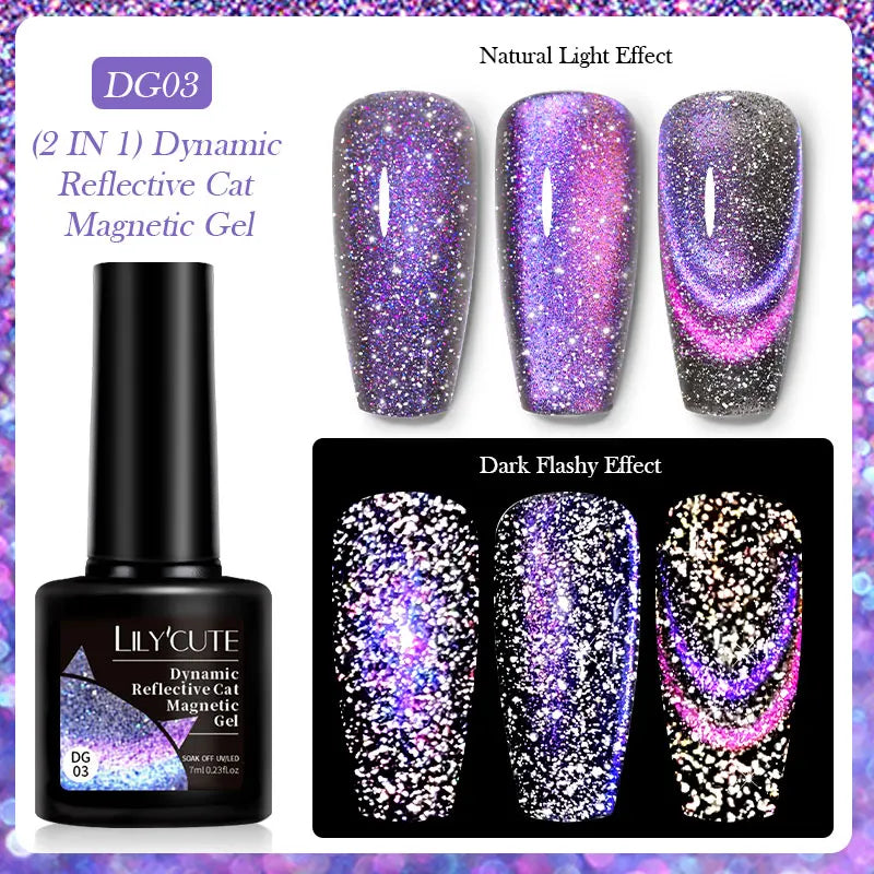 LILYCUTE 7ml Fruit Grape Purple Cat Magnetic Gel Nail Polish Vernis Semi Permanent Soak Off Colorful Gel Polish Nails Supplies