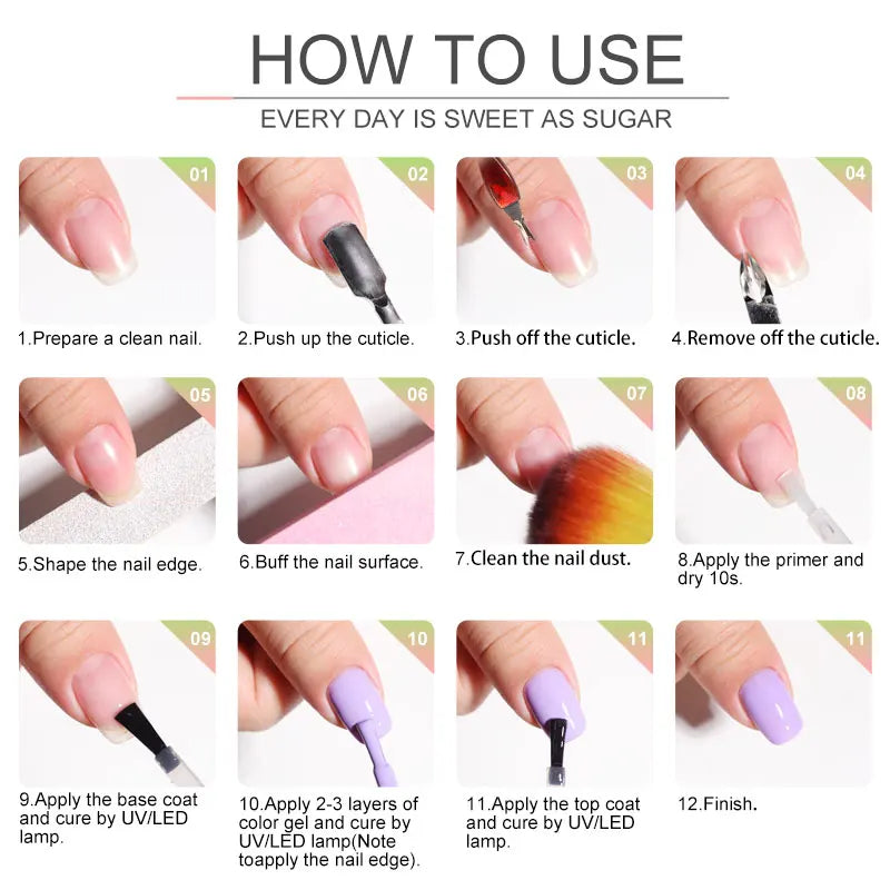 LIMEGIRL 12Pcs Gel Nail Polish Set 8ML Semi-Permanent Varn UV Nail Gel Art Manicure with Mini LED Lamp Gel Nail Polish Set