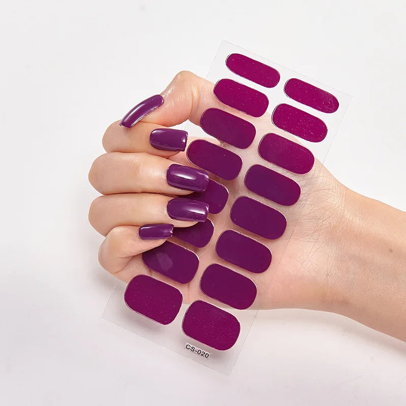 Pink Nude Full Cover Nail Sticker Gradient Color Self-Adhive Simple Full Nail Wraps DIY Thermal Effect Nail Art Making Manicur