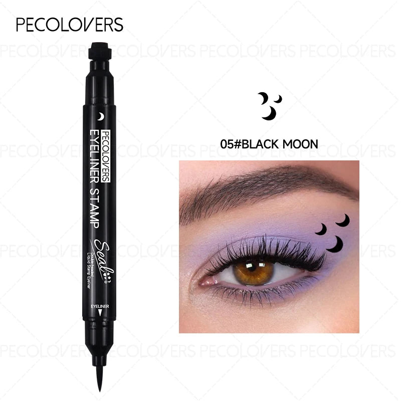 1PC Liquid Eyeliner Stamp - Waterproof, Slim Gel Felt Tip with Heart, Star, Triangle & Flower Shapes for Creative Eye Makeup
