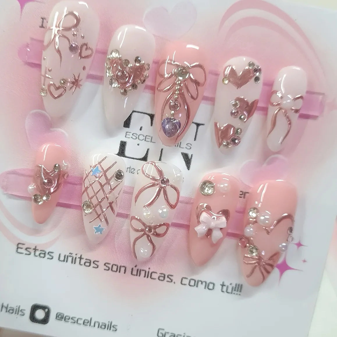 24PCS Wine Red Almond Press on Nails Cartoon Rabbit Bowknot with Plaid Pearl Designs French Fake Nails for Girls Detachable Nail