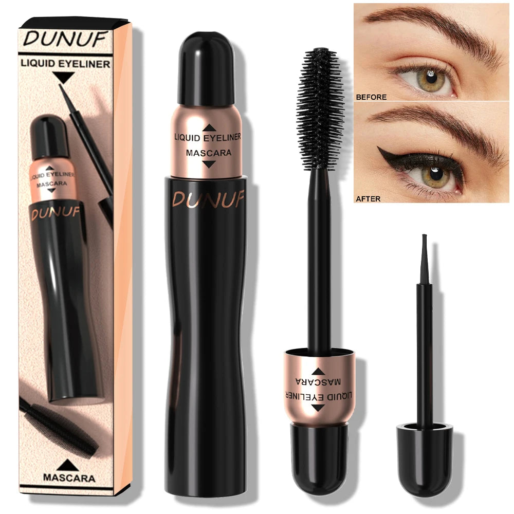 DUNUF 2-in-1 Waterproof Mascara and Eyeliner - Black