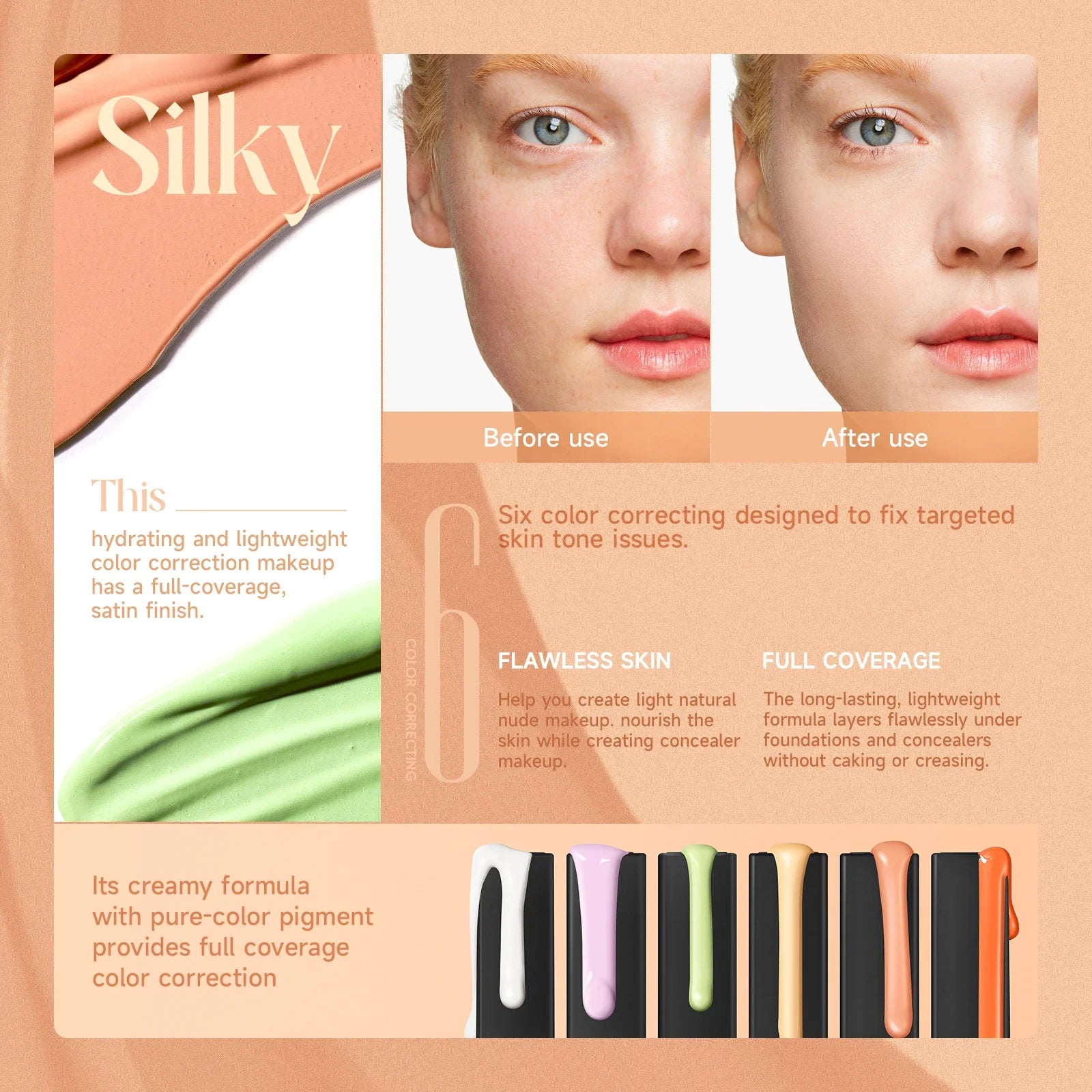Nude Facial Foundation Color Correcting Concealer Stick Green Purple Contour Full Coverage Oil Control Brighten Skin Makeup