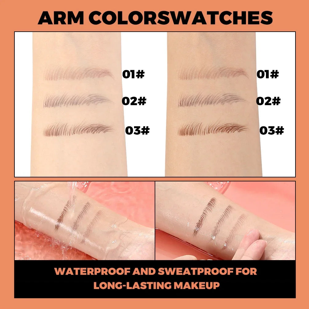 QIBEST 2 Fork Tip Liquid Eyebrow Pencil Eyeliner Lower Eyelash Pen Makeup Waterproof Lasting Quick Drying Ultra-fine Brows Pen