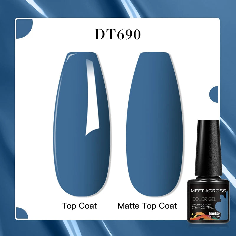 MEET ACROSS 160 Colors 7.3ml Gel Nail Polish Vernis Glitter Sparkly Semi Permanent Soak Off LED UV Gel Varnish Nail Art Manicure