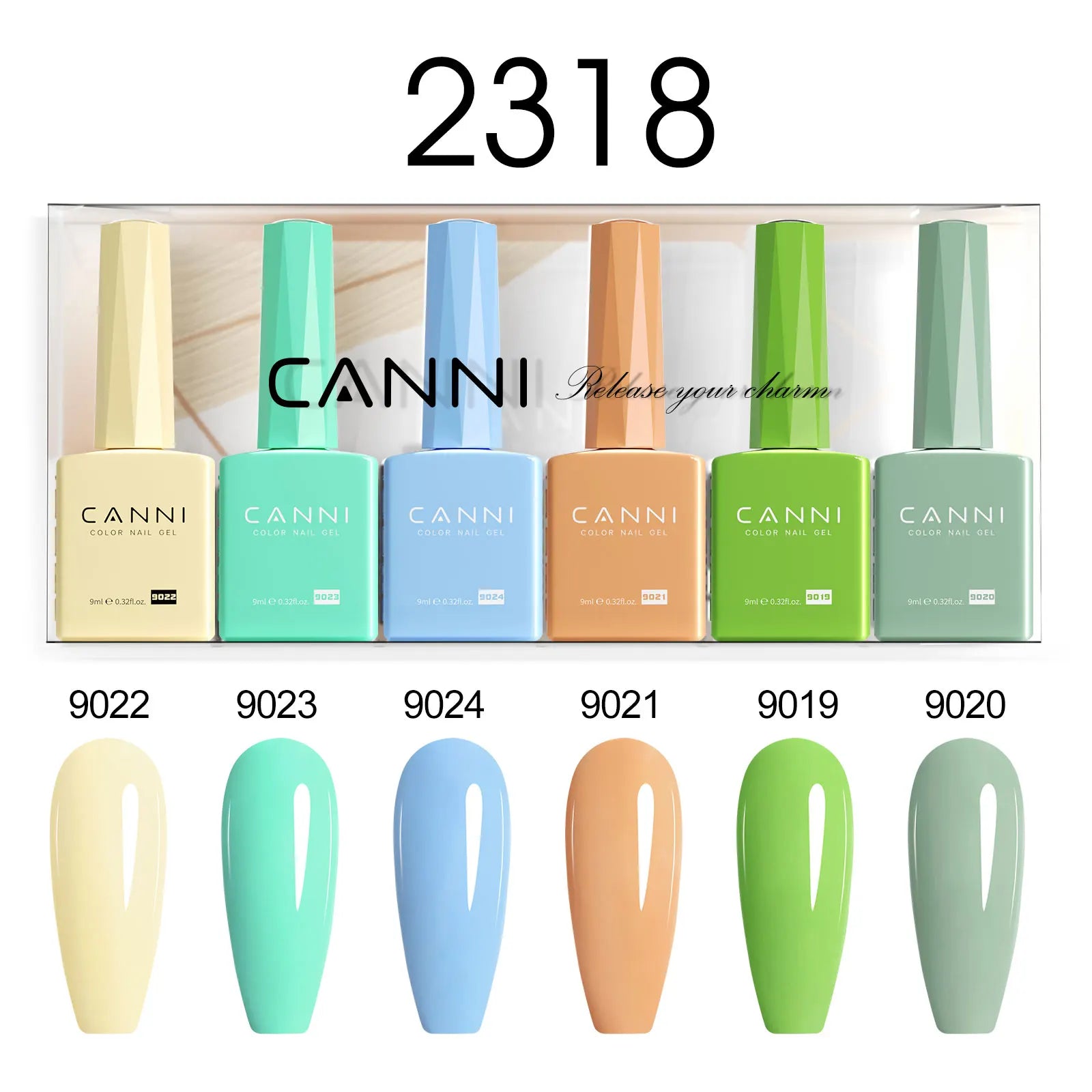 6pcs*9ml CANNI HEMA FREE Nail Gel Polish Set Gorgeous Color Semi Permanent Pigmented Painting Gel Soak off UV LED Gel Nails Kit