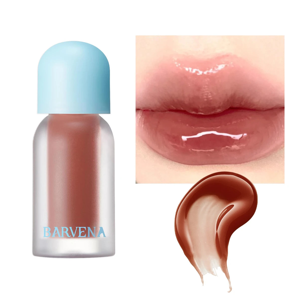 Colored mirror lip gloss soft brush head moisturizing gloss transparent plump lip gloss, long-lasting nourishing non stick cup