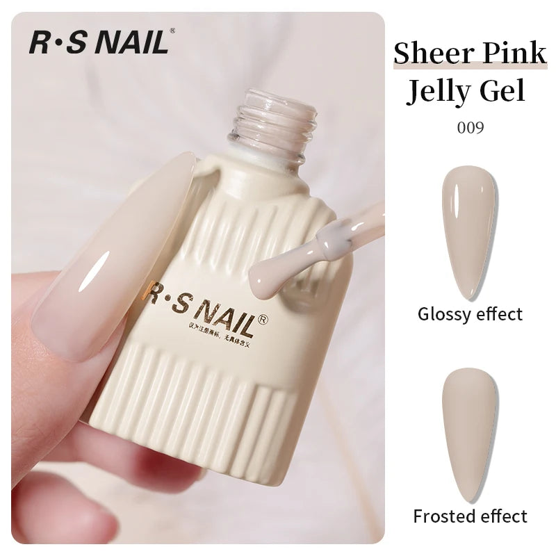 RS NAIL Jelly Transparent Gel Nail Polish 10g Summer Nude Pink Gel Polish Semi Permanent Soak Off UV LED Varnish Jade Nail Gel