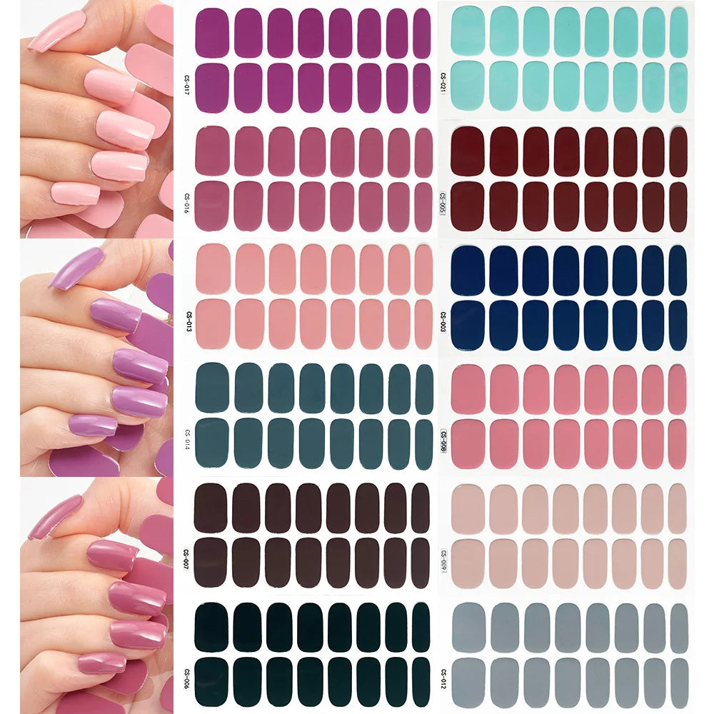 Pink Nude Full Cover Nail Sticker Gradient Color Self-Adhive Simple Full Nail Wraps DIY Thermal Effect Nail Art Making Manicur