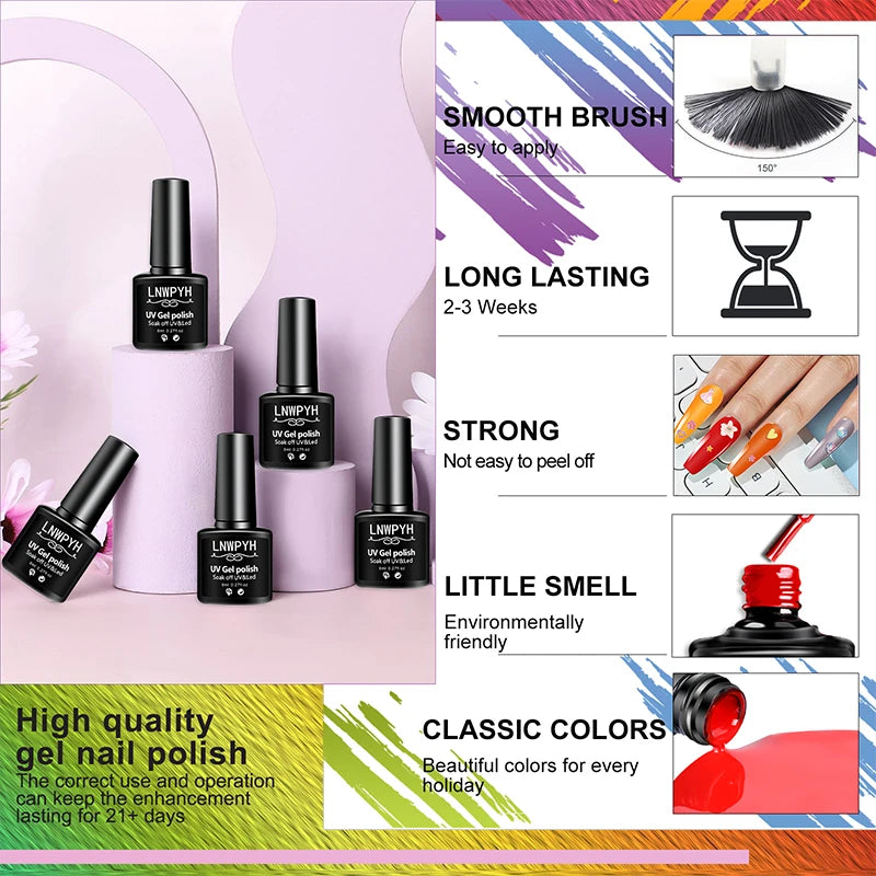Professional Nail Gel Set, Manicure Tools Kit And Nail Lamp 18 Colors Varnish UV Gel Nail Polish Kit Contains Nail Drill Machine