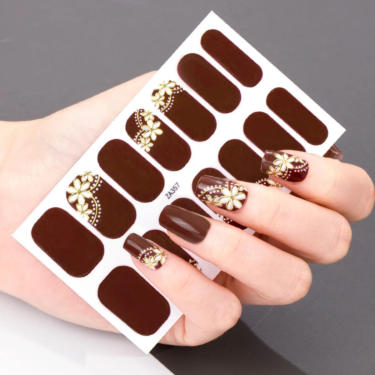 14Tips DIY Baking-Free Nail Stickers Spring Summer Flowers Self-Adhesive Nail Strips Full Cover Nail Decoration Decal