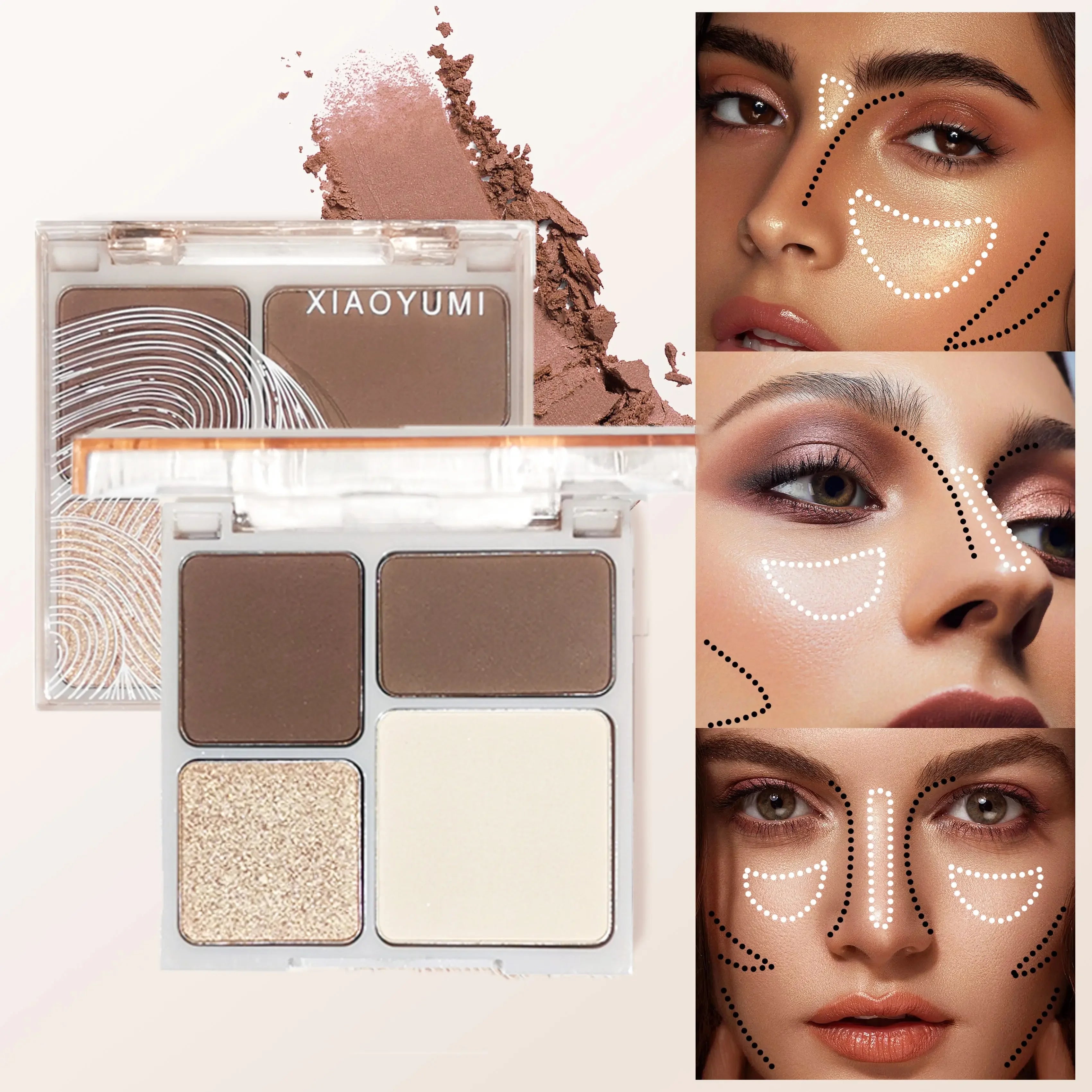 Natural Stereoscopic Face Powder Palette  Matte Bronzer  Contour Shading  Multifunctional Highlighter  Cosmetic Blush gift