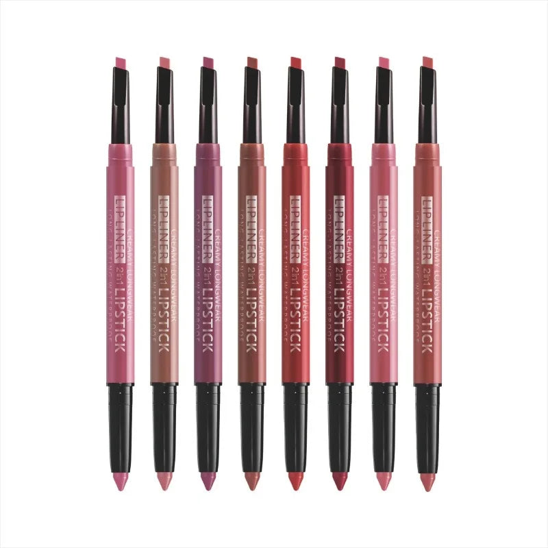 2-in-1 Lipstick & Liner Double Ended Matte Lipstick with Lip Liner, Waterproof & Long Lasting, Creamy Transfer-Proof Finish