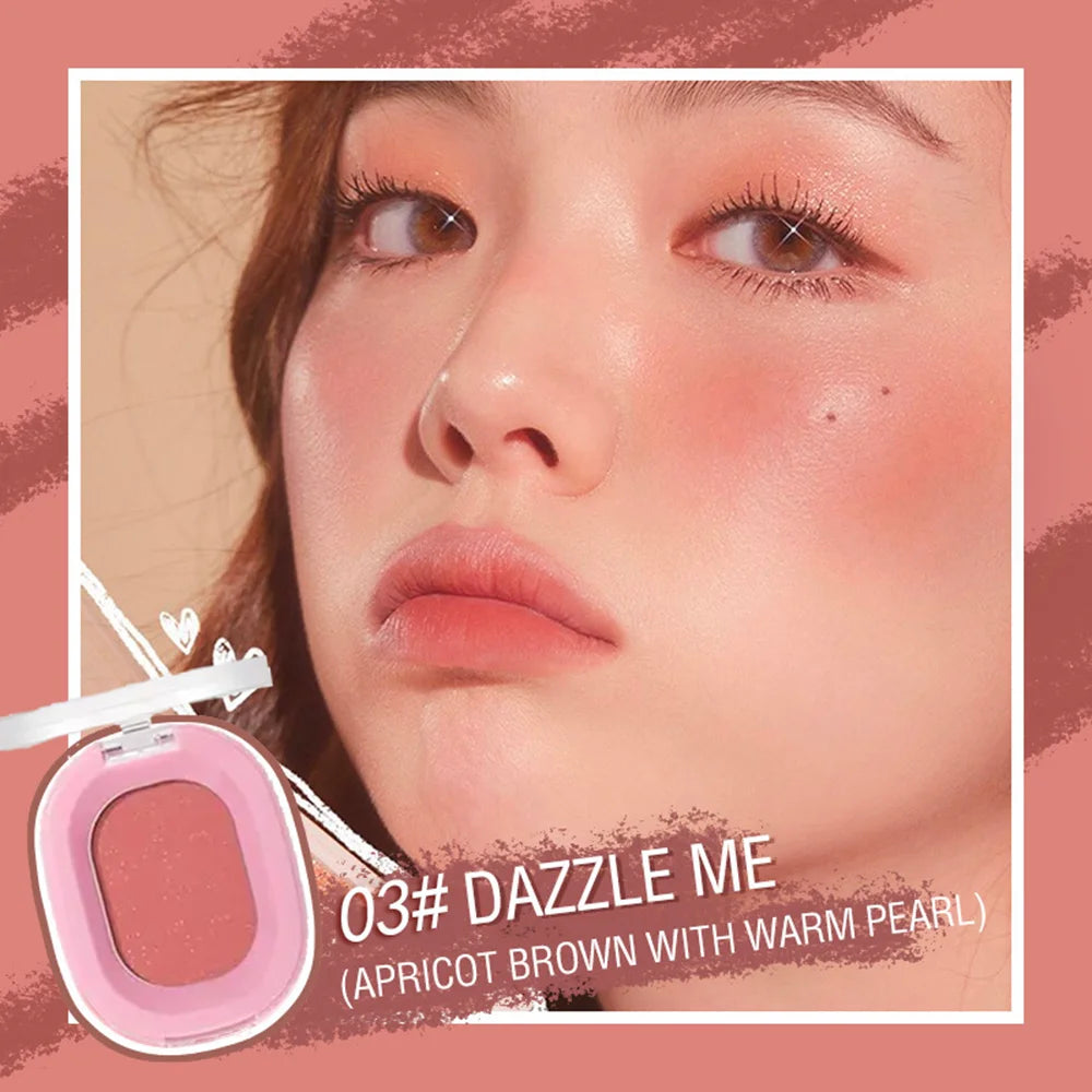 Monochrome Matte Blush Powder,Natural Nude Cheek Rouge,Brightening Long-Lasting Waterproof,Easy Apply,Safe Xmas Halloween Makeup