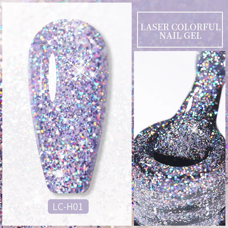 LILYCUTE 7ML Black Silver Red Reflective Glitter Gel Nail Polish Sparkling French Soak Off Long Lasting Manicure Nails Art Gel