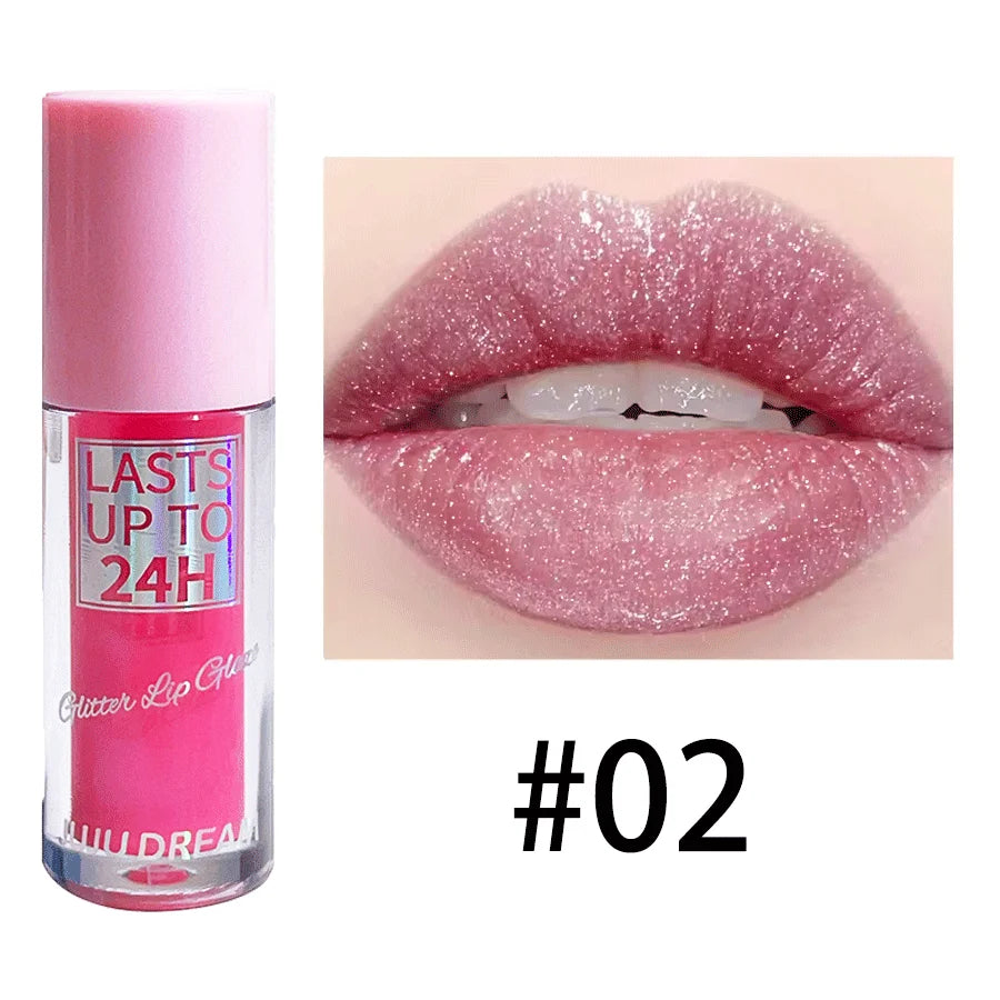 Flowing light Glitter Lip Glaze Long Lasting Lip Gloss Waterproof Liquid Lipstick Makeup Lip Oil Lip Tint Moisturizing