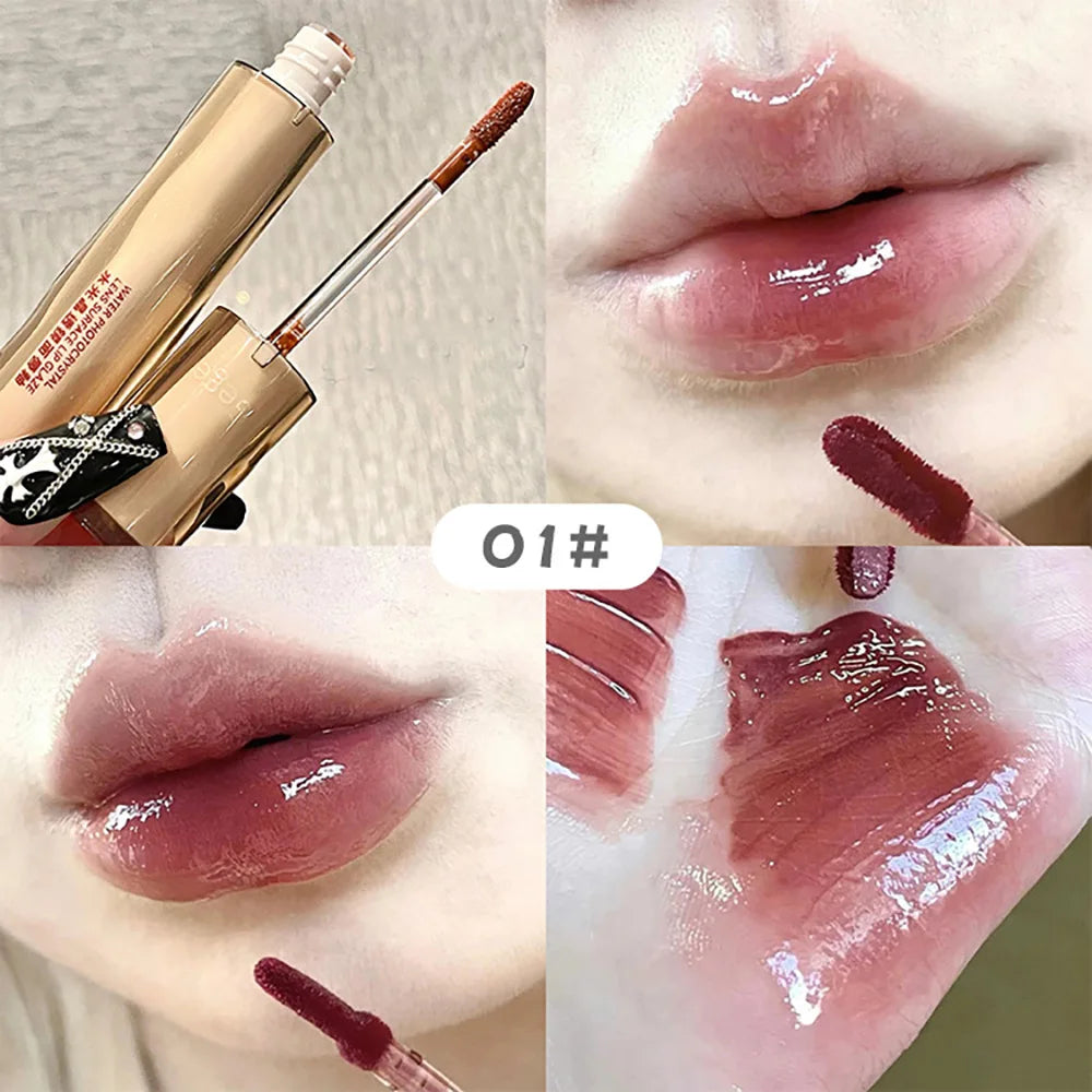 Gege Bear Crystal Lip Glaze Mirror Juicy Finish Non Sticky Moisturizing Dry Lips Plumping Lip Gloss Korean Style