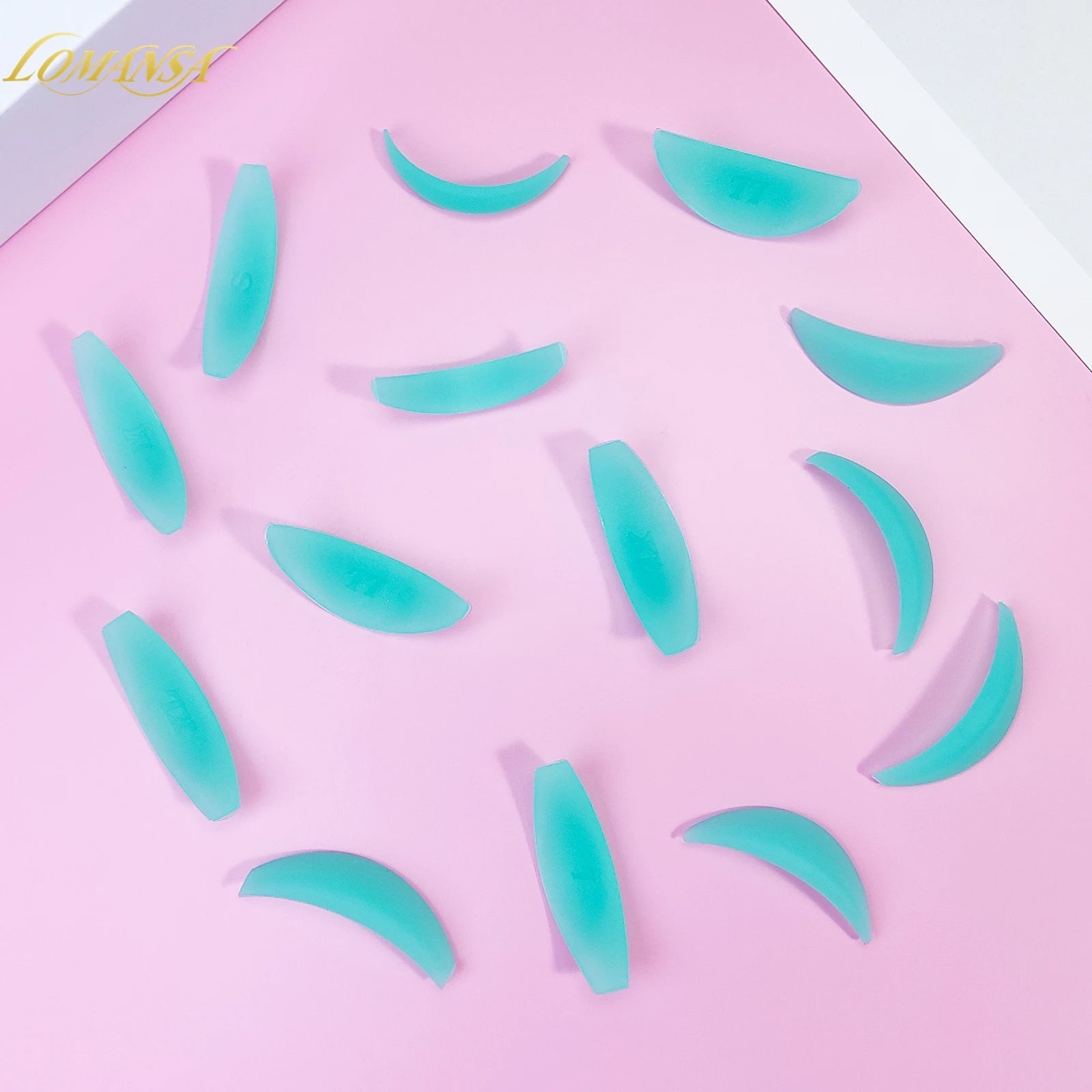 Lomansa 7 Pairs L Curl Silicone Eyelash Perm Pads Sticky Lashes Rod Shield Lifting 3D Eyelash Curler Accessories Makeup Tools