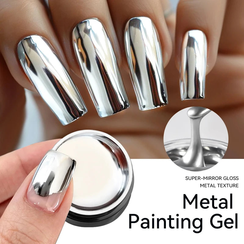 LILYCUTE 5ml Super Bright Metallic Painting Liner Gel Nail Polish UV LED Painting Gel Nail Art Drawing Stripe Pull Line UV Gel
