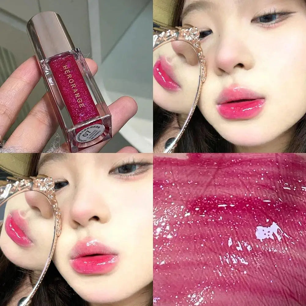 Clear Watery Lip Glaze With Shimmer Herorange Starlight Gloss For Everyday Parties Lightweight Non-Sticky Lasting Brand Lipstick