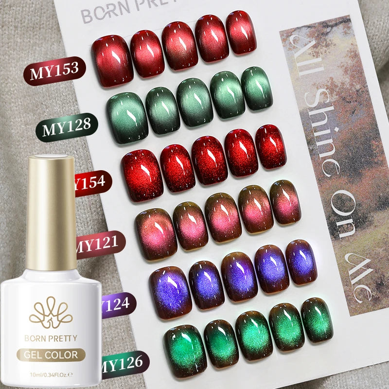 BORN PRETTY 10ml Wishing Apple Red Glass Bead Cat Magnetic Gel ultra Shine Soak Off UV Gel Nail Art Varnish Nail Supplies