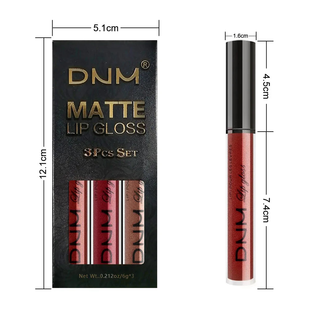 3pcs/set Liquid Lipsticks Waterproof Long Lasting Cosmetic Red Blue Purple Matte Lip Gloss Nude Lip Tint Stain Makeup