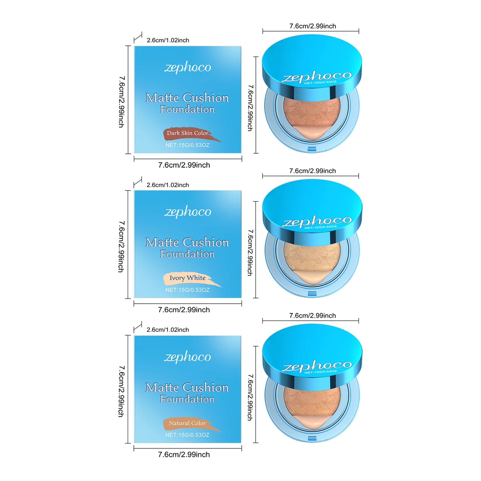 Cushion Foundation Concealer Matte Long Lasting Oil-Control Waterproof CC Cream Nature Whitening Face Makeup Cosmetics BB Cream