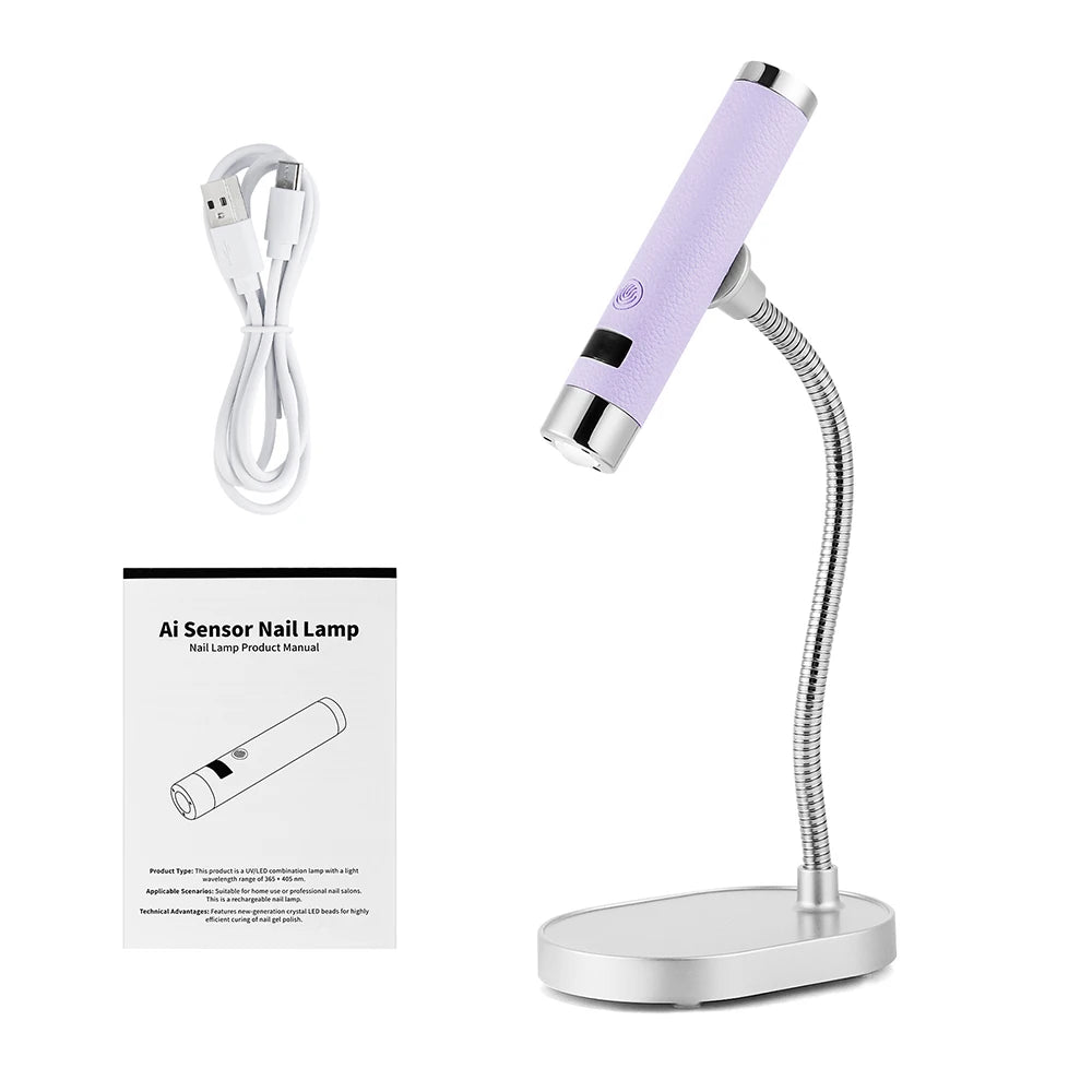 Portable Nail Dryer Light UV Nail Lamp Rechargeable Gel Nails Lamp With Flexible Hose  LED Therapy Light Nail Art Tools